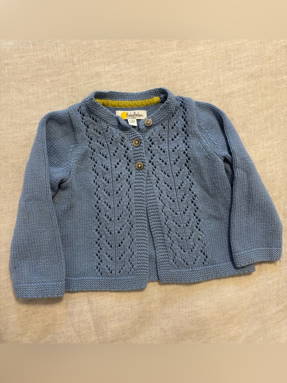 Baby Boden Blue Pointelle Knit Cardigan 6-12M